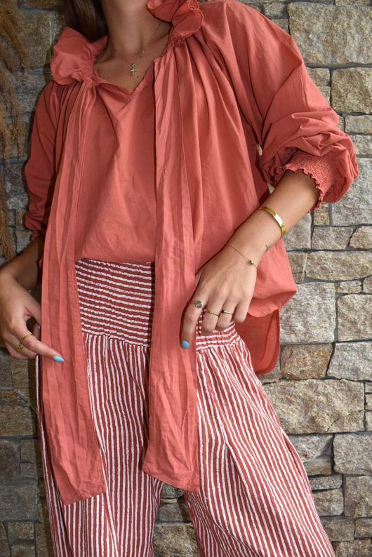 Larc Poet Blouse Indian Red